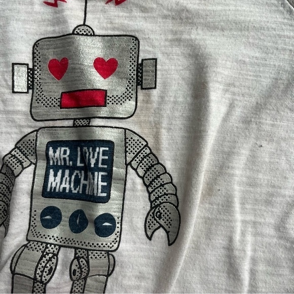 Toddler Boys 3T Graphic Tee Robot “Mr. Love Machine” Gray Red 3/4 Sleeve Shirt - Picture 3 of 4